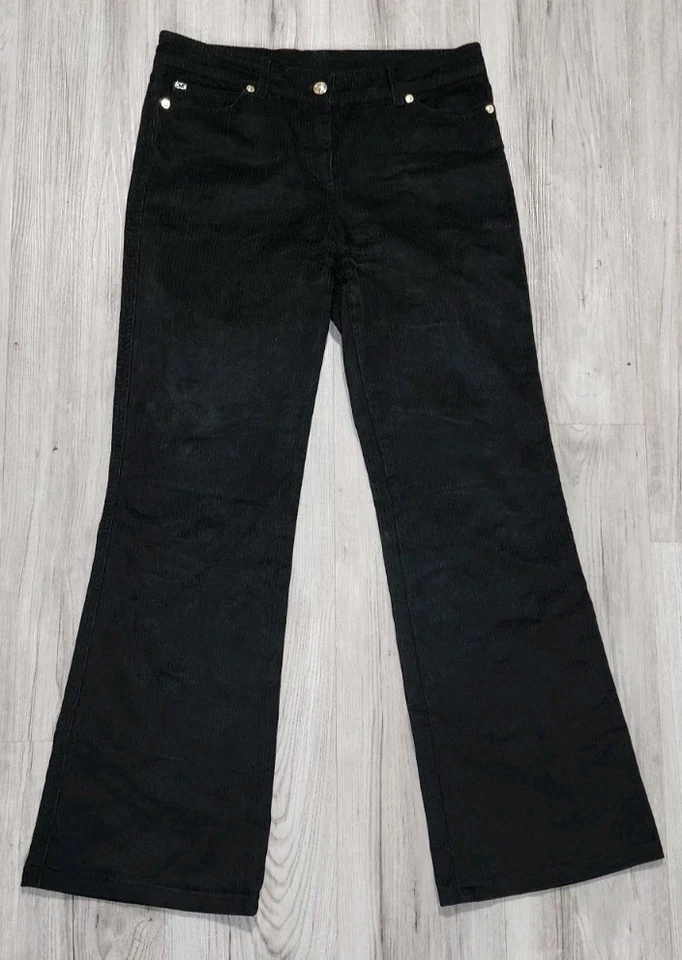 Pantalón Vintage Escada Negro Pana Talla 4 EU 36 Pierna Ligeramente Acampanada Foto 2 de 4