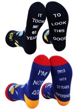 2 Pairs 40th Birthday Socks for Men Women, Stitched Funny Socks, Fun Novelty ...