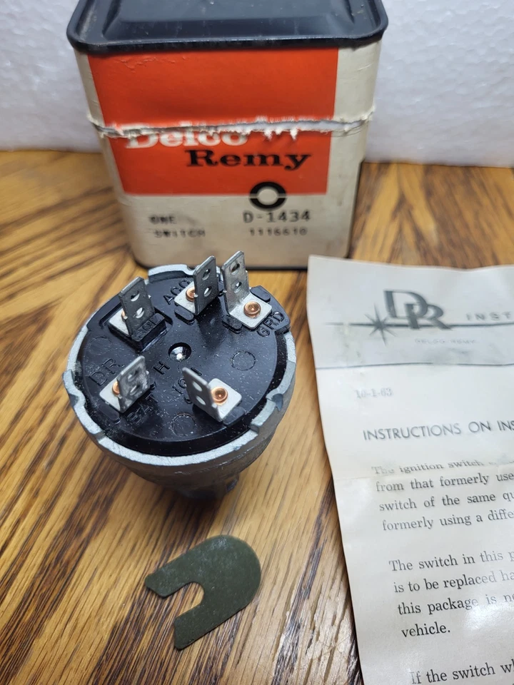 Chevrolet Corvette 1961 1962 1963 interruptor de encendido Delco Remy 1116610 nos D-1434 Foto 3 de 4