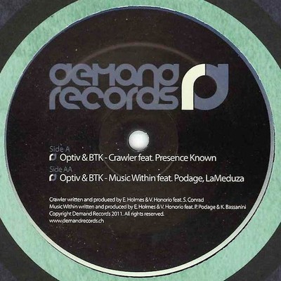 Optiv BTK - Crawler / Music Within - New Vinyl Record 12 - N4593z