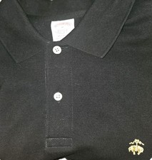 Brooks Brothers Polo Shirt Men s Large Black 100 Cotton Pique Logo Original Fit