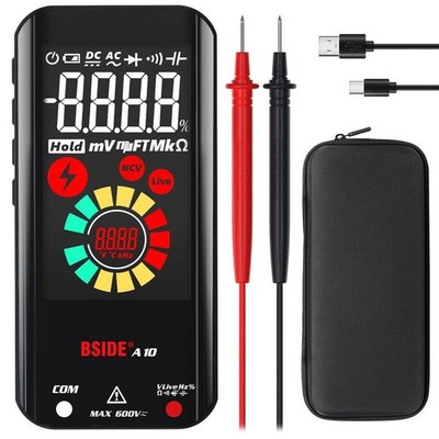 BSIDE Digitales Multimeter, wiederaufladbar mit Farb-LCD, 3 Ergebnissanzeige,