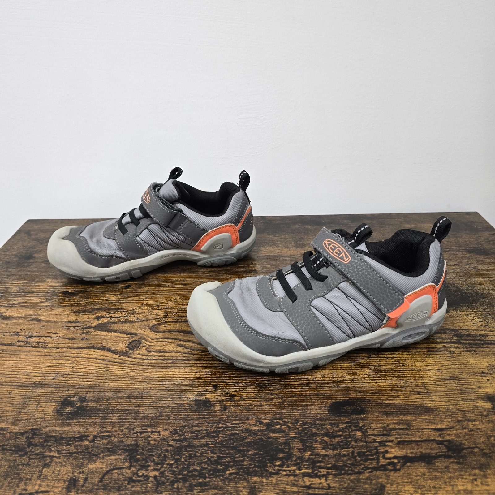 Scarpe sneakers Keen Knotch Peak grandi bambini giovani taglia 2 grigie lavabili escursionismo outdoor