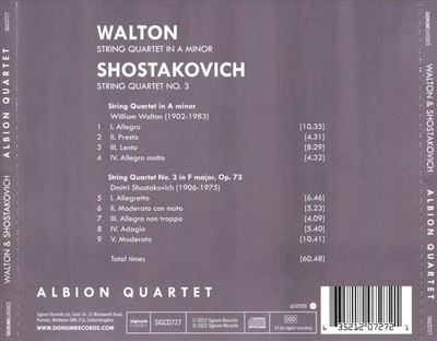 WALTON: STRING QUARTET IN A MINOR; SHOSTAKOVICH: STRING QUARTET NO. 3 IN F MAJOR