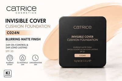 Catrice INVISIBLE COVER CUSHION FOUNDATION MAKE UP Blur Matte Finish C024N 10 g