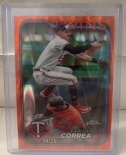 2024 Topps Chrome - Carlos Correa #156 Orange Raywave Refractor /25 - Twins