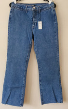 NWT Express women's stretch mid-rise cropped flare raw hem jeans sz 6 79.90