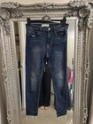 Stradivarius Women’s Mid Dark Wash Blue Denim Skinny Distressed Jeans Size 12