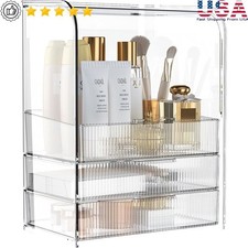 3 Tier Clear Cosmetic Organizer Makeup Display Case with Lid Drawers Countertop