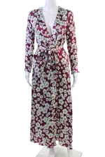 Alexis Womens Floral Print A Line Wrap Dress Purple Blue Size Extra Small