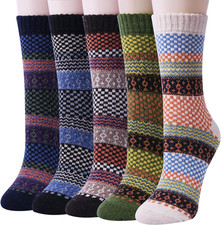 Wool Socks for Women, Winter Warm Stocking Stuffers Gifts for Women Cabin Crew H