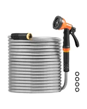 200ft Metal Garden Hose Stainless Steel Water Hose Lightweight No Kink
