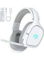 Wireless Gaming Headset for PS5, PS4, PC, Switch, Bluetooth 30 Hr Battery White