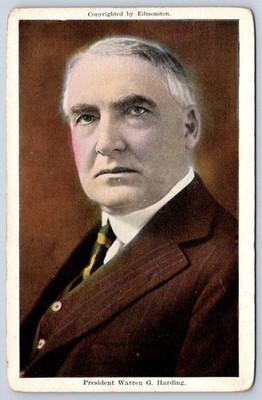 President Warren G Harding Colorized Portrait Biography PC 1921