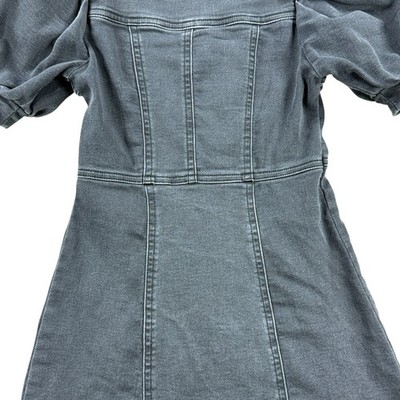 Habitual Girls Dress Size 7/8 Black Soft Stretch Denim Look Puff Sleeve Rock