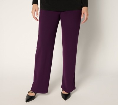 Susan Graver Regular Textured Liquid Knit Wide Leg Pant Eggplant 2X New