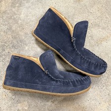 L.L.Bean Slippers Blue Wicked Good Suede Shearling Bootie 510528 Mens 12 M