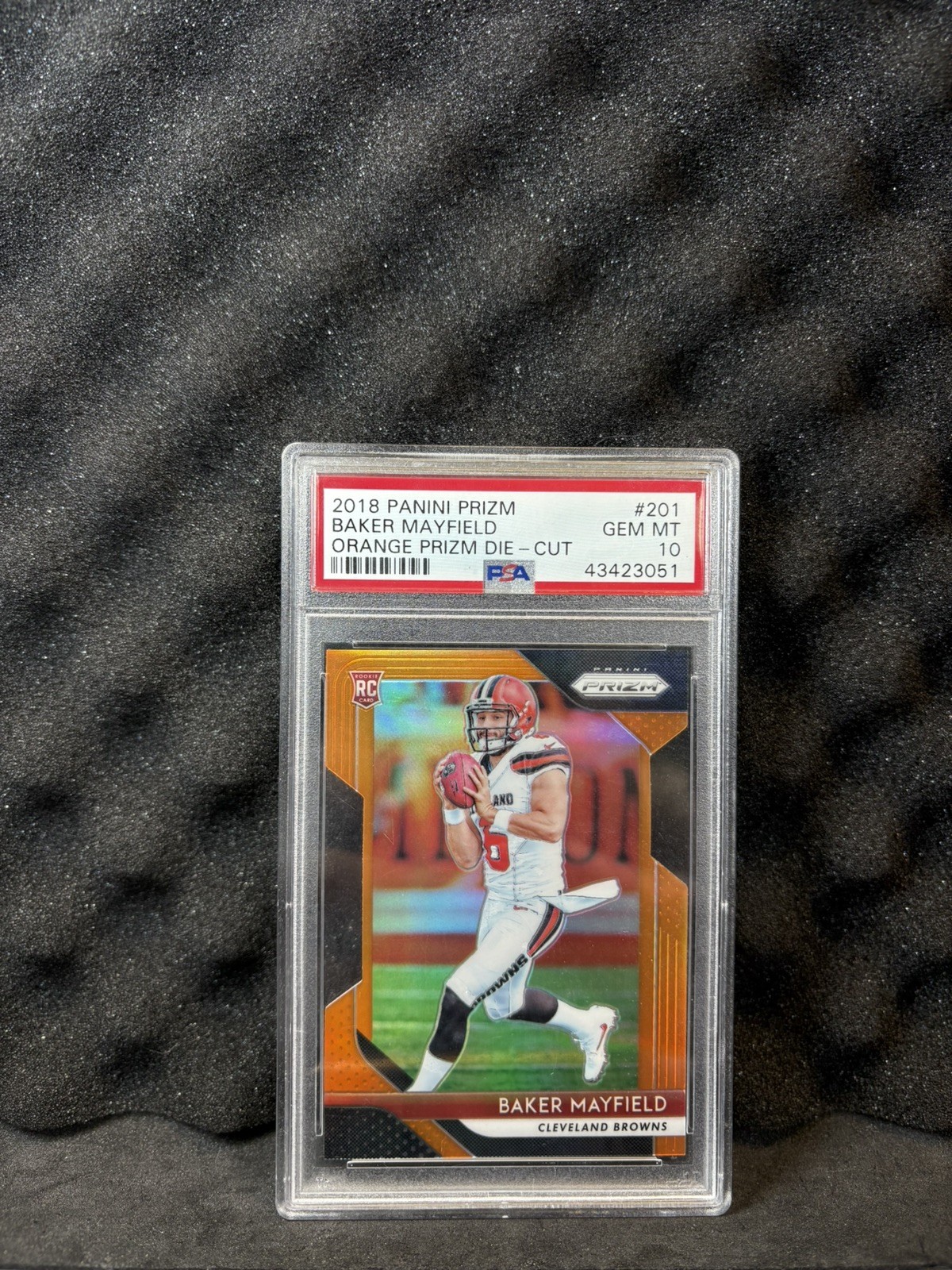 Baker Mayfield Panini Prizm #201 Orange Prizm Die Cut