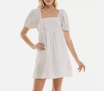 Draper James Solid White Puff Short Sleeve Dress Size Large NWT