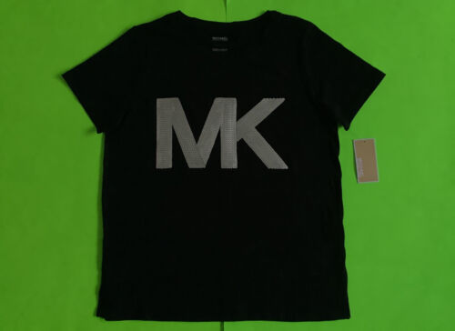 MICHAEL KORS Women’s Short Sleeve T-Shirt Size MEDIUM Black w/Silver MSRP $78 - Picture 1 of 12