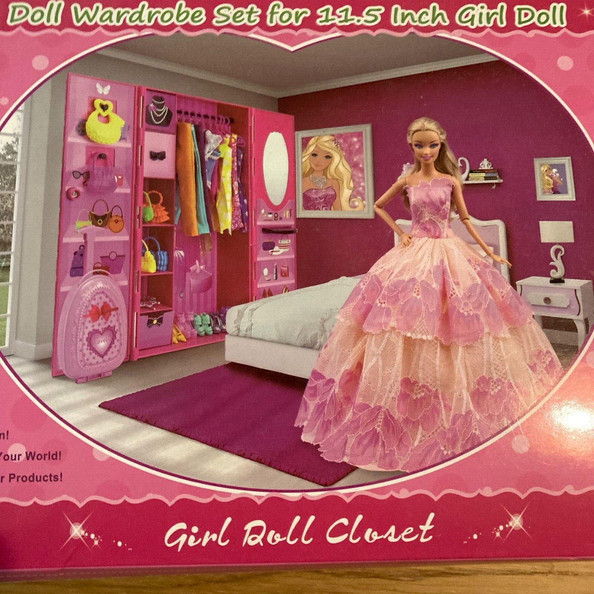 Doll Wardrobe Set Barbie Dream Closet Doll Toys