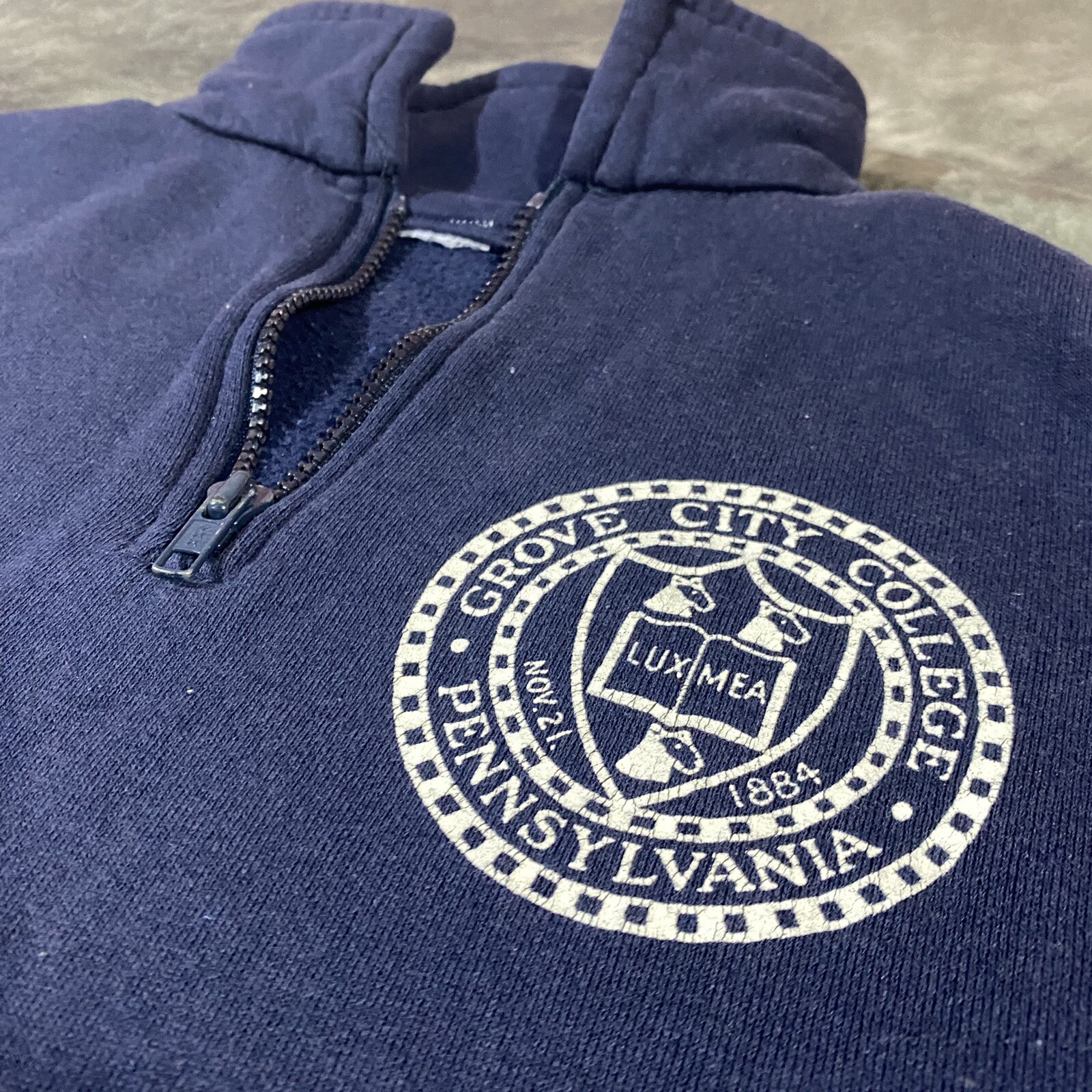 Vintage Grove City College 1/4 Zip Sweatshirt Small Gem