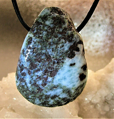 LARIMAR  XL  Freeform   Trommelstein   gebohrt   EDELSTEIN  ANHÄNGER   Nr.31
