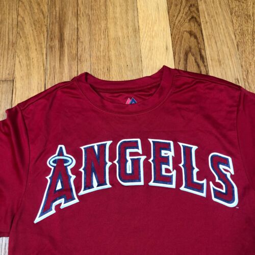 New Majestic Angels Shirt Boys Medium Los Angeles MLB Baseball Red Youth Sport t - Picture 4 of 6