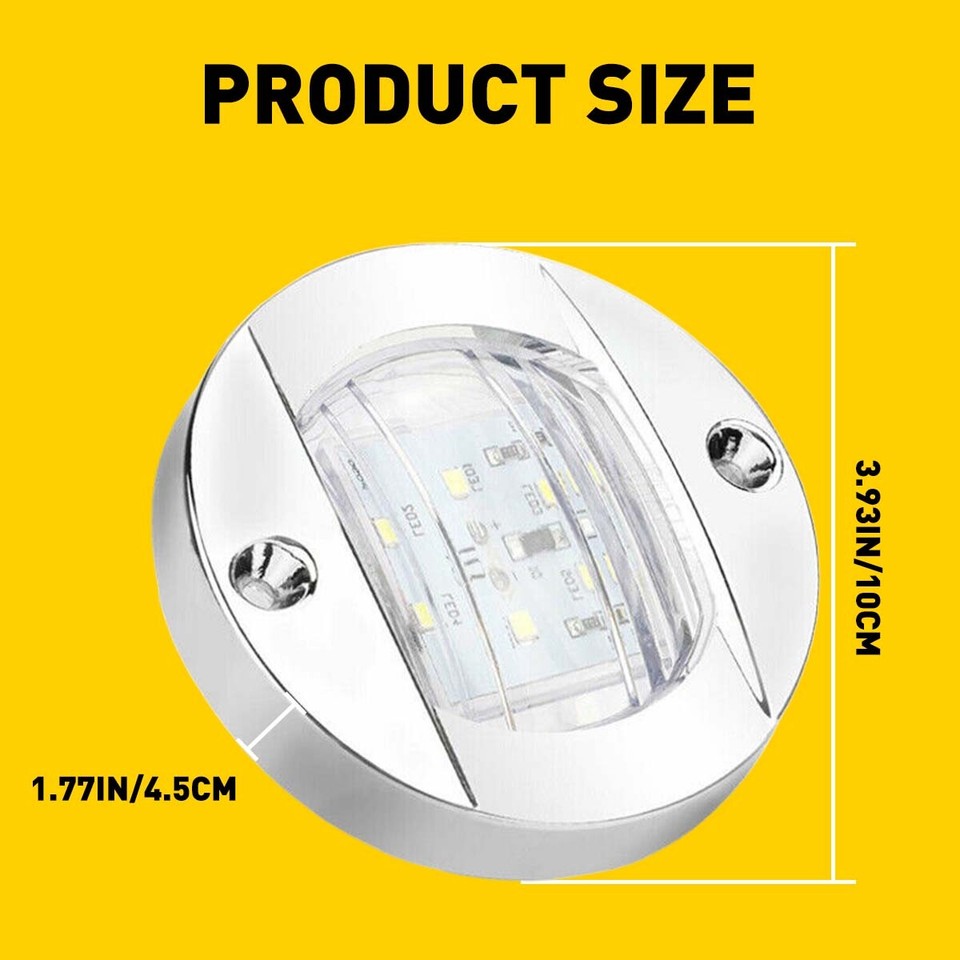 4*Round Marine Boat LED Courtesy Lights Cabin Deck Stern Navigatioin