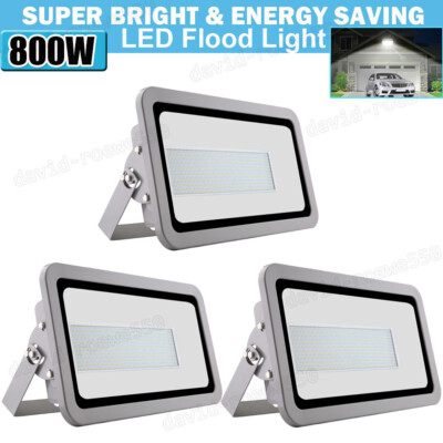 3X 800W Led Flood Light Lamp Security Outdoor Lighting Spotlights Cool White