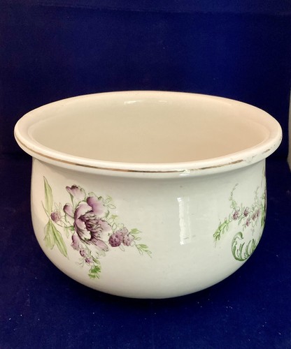 Alter Kammertopf Übertopf floral lila grün Porzellan Transferware gemarkt Hilfe? - Bild 6 von 12