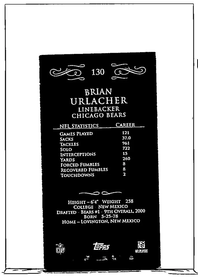 2008 TOPPS MAYO FOOTBALL CUT PLUG MINI 130 BRIAN URLACHER BEARS - Image 2 of 2