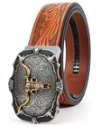Mens Ratchet Western Belt Leather Cowboy Belts for Men with Automatic Western