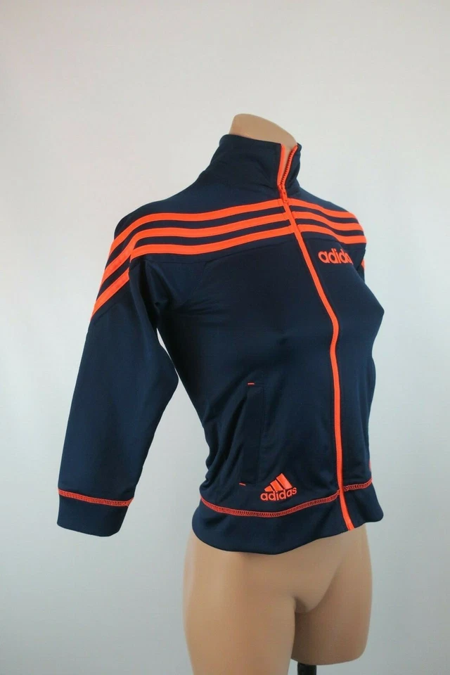 Adidas Niños Grandes Jóvenes 7 Azul NEÓN Naranja Entrenamiento Atlético Fútbol Pista Chaqueta Foto 4 de 4