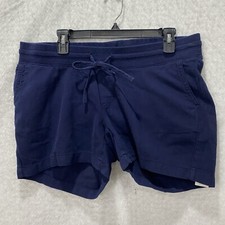 GAP Maternity Shorts M Blue Cotton Linen Drawstring Navy Stretch 4" Pockets