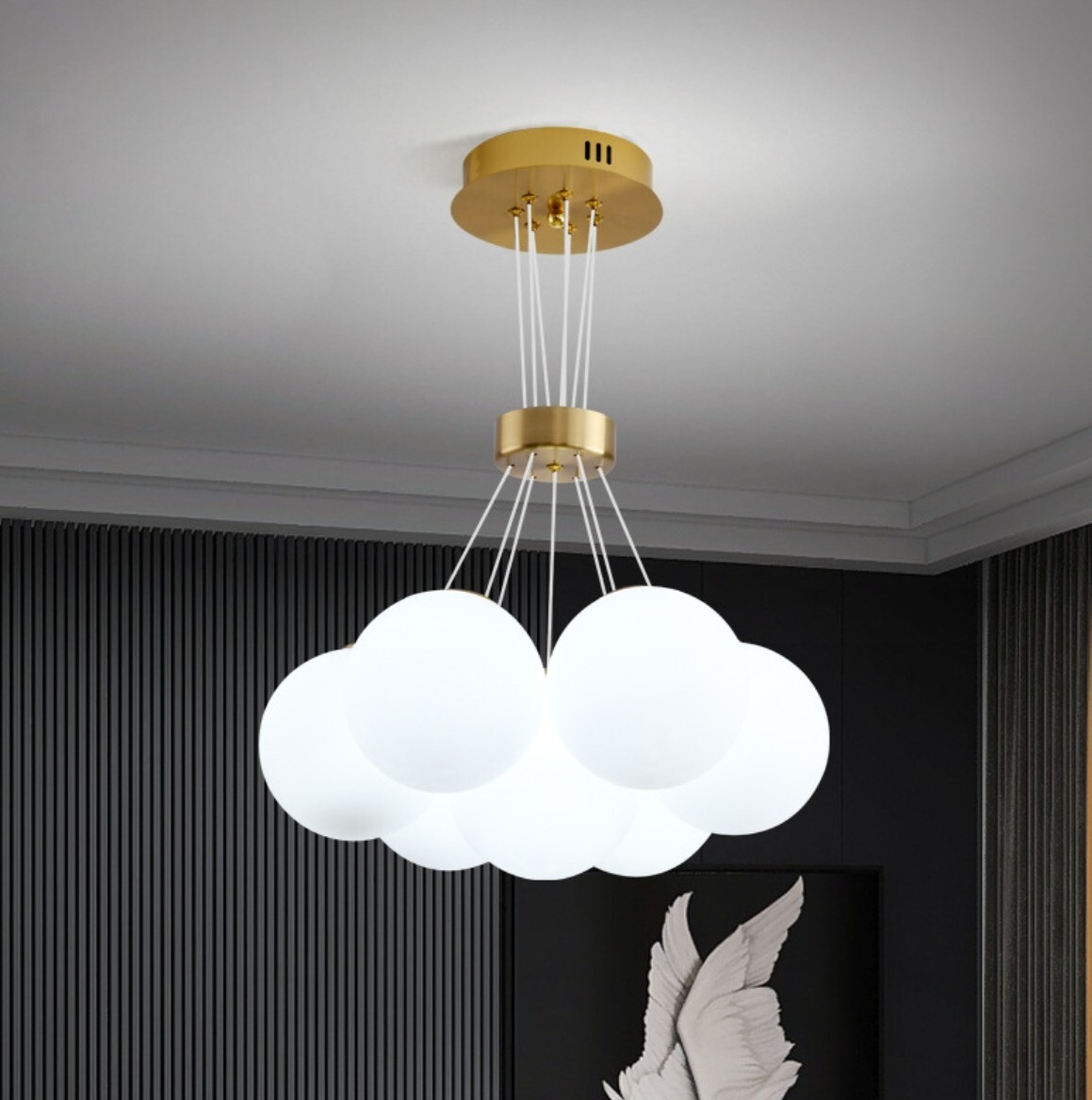 Lampadario Sospensione Lusso Bronzo 7 Sfere | Design Moderno G9