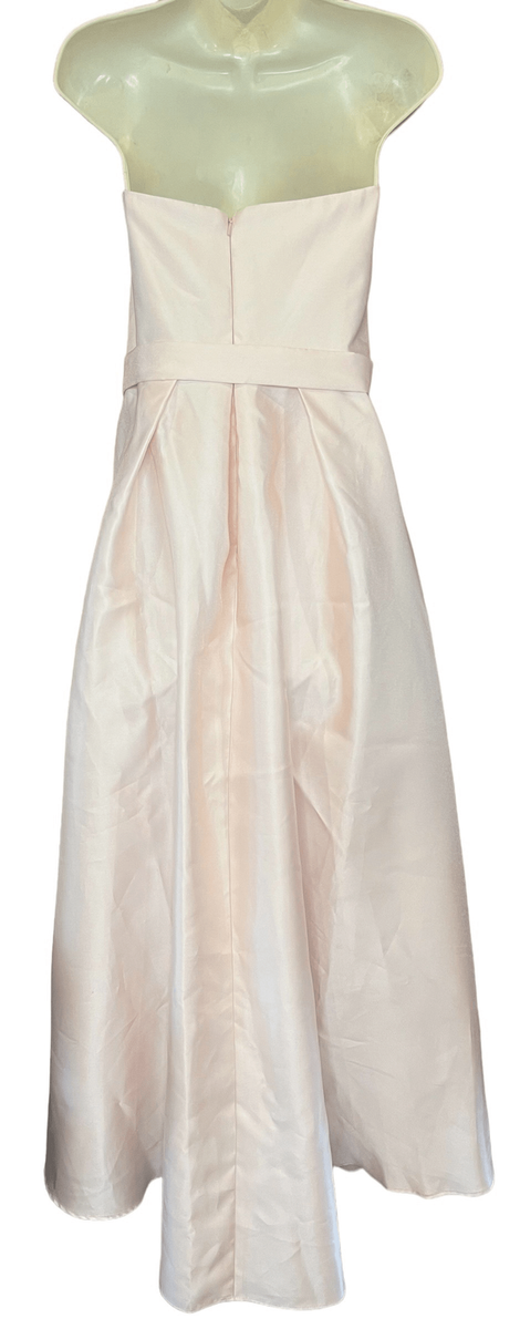 alfred sung strapless satin high low dress with pockets Alfred Sung Strapless High-Low Maxi Dress