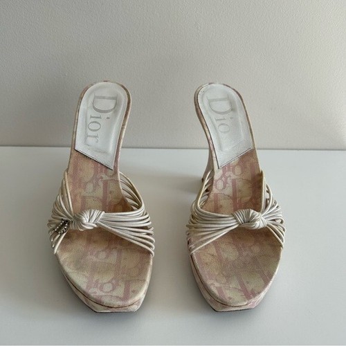 Plataforma Trotter DIOR Y2K Vintage John Galliano Rosa Blanco Monograma Logo Talla 37 - Imagen 12 de 12