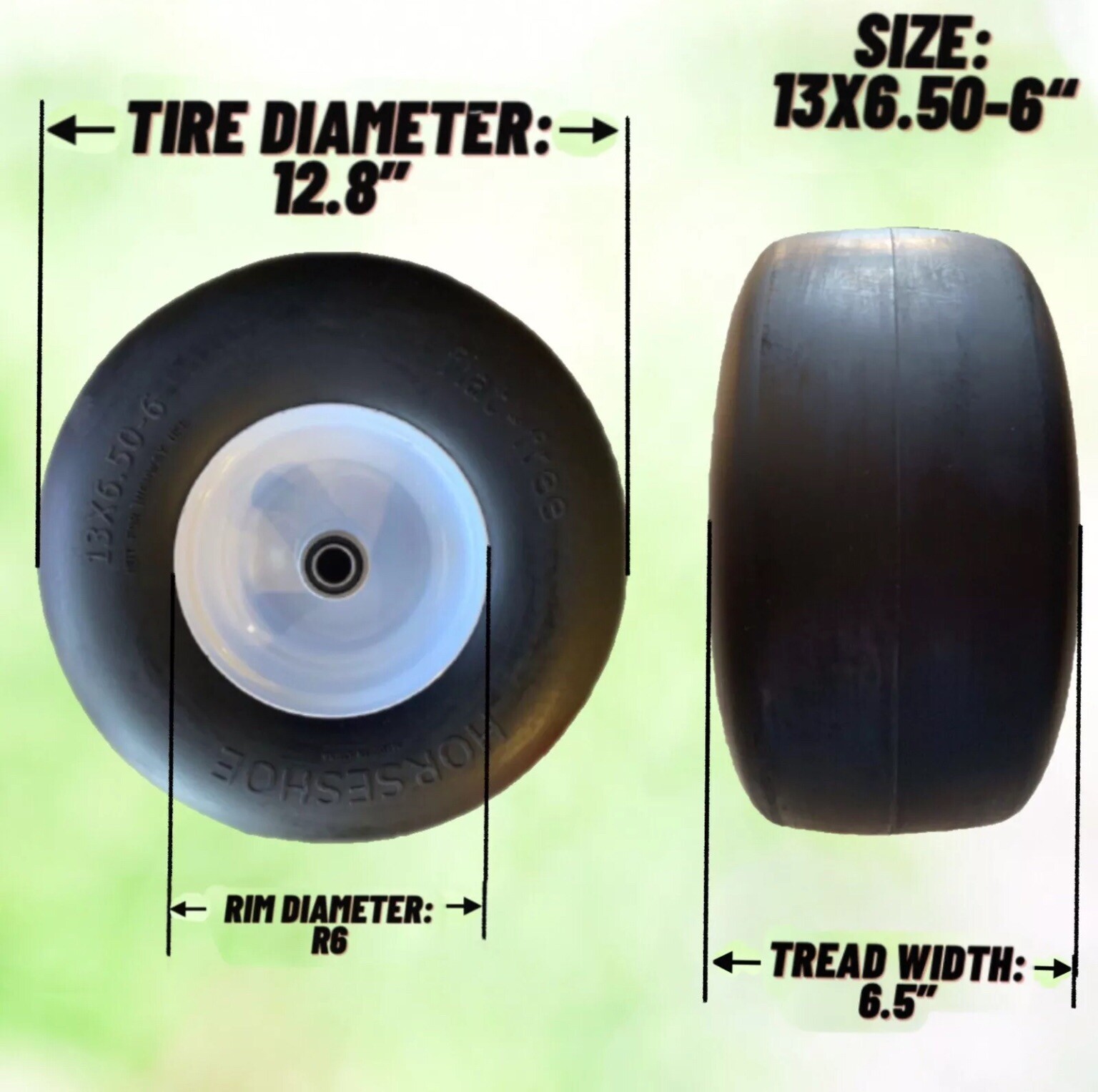 2 New 13x6.506" FlatFree Commercial Lawn Mower Tires Hub 5”7.1”Bore 5/8 eBay