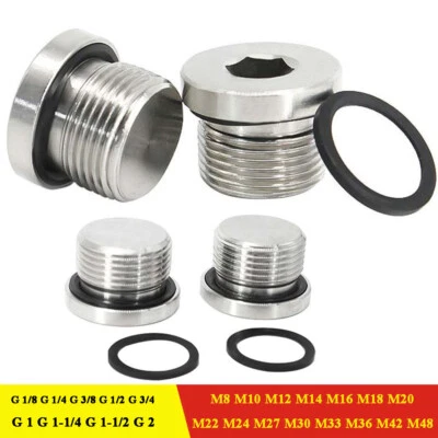 GOO BETTTER Edelstahl Verschlussschraube Blindstopfen Hydraulik Öl Stopfen Metrisch+BSP Zoll