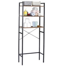 MDF Freestanding Over The Toilet Storage Bathroom Organizer 3 Tier Shelves Brown