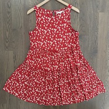 ASOS Stradivarius STR Ditsy Floral Print Sleeveless Smock Dress in Red Medium