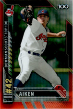 2016 Bowman Scouts' Top 100 Orange #BTP-42 Brady Aiken   SN25  Indians
