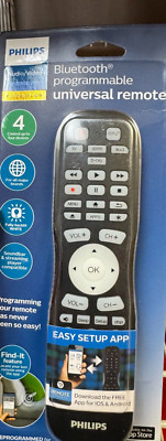Philips 4 Device Bluetooth Universal Programmable Backlit Remote Control Black