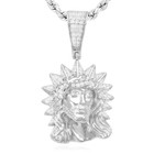 14k Gold Over Silver CZ Jesus Head Thorn Pendant 1.8"
