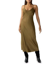 Sanctuary Women's Fatique Satin Adjustable Spaghetti Strap Midi Slip Dress Sz XL