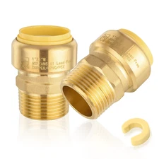 EFIELD (2 to100 Pack) 1" Push Fit × 1" Male Adapter Brass Fittings No Lead