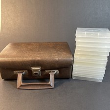 VTG 1980s 12 Cassette Storage Carrying Case Jewel Cases Leatherette