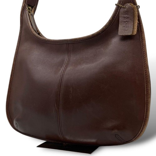 Vintage COACH 9025 Zip Hobo Shoulder Bag Brown Leather Authentic eBay