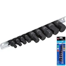 BlueSpot 9pc 1/4" 3/8" Drive Low Profile Metric Impact Hex Sockets 6mm - 19mm